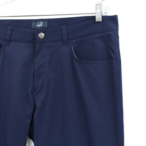 Dunhill Links Navy Blue Lightweight Polyester Straight Leg Trouser Pants 35 - Picture 2 of 7